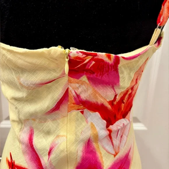 NWT Paper Heart yellow linen blend Maxi Dress with tropical Flower print- S NWT Paper Heart yellow linen blend Maxi Dress with tropical Flower print- S